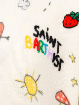 Maglione girocollo bianco da bambina Princess con stampa Saint Barth sketch