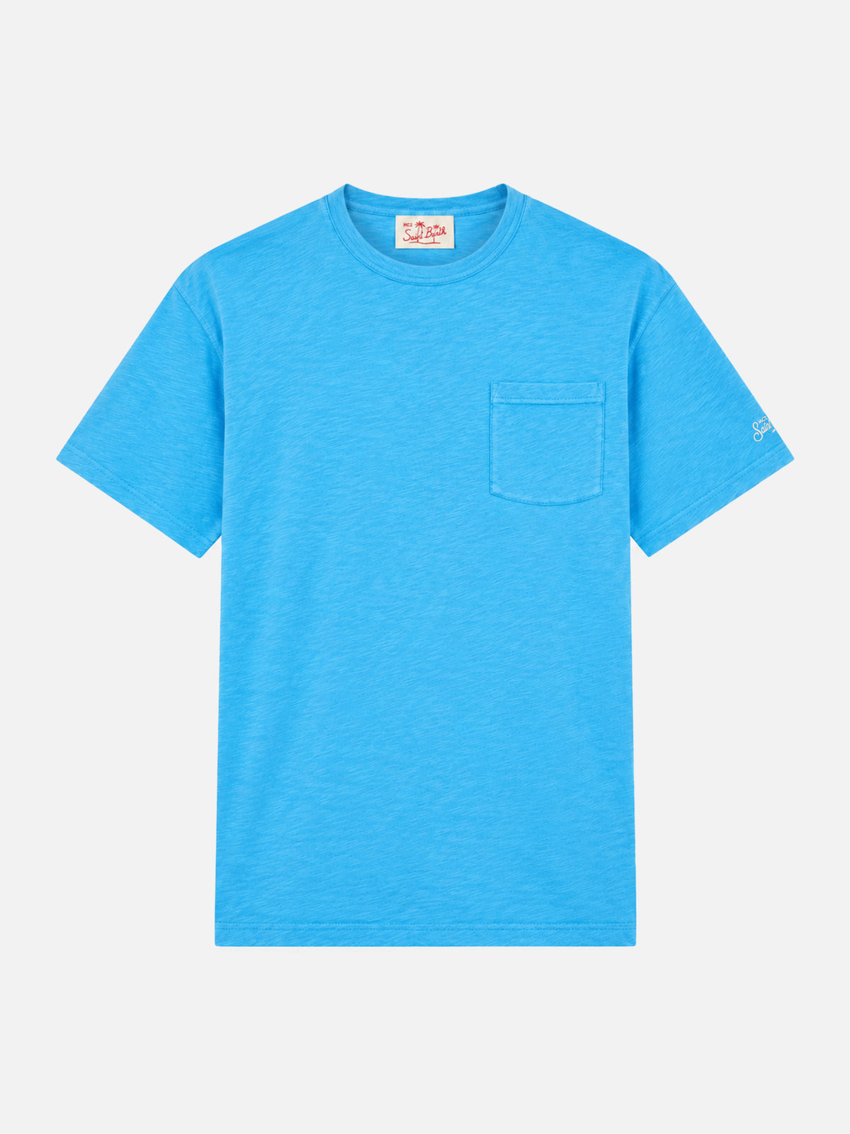 Camiseta President en algodón flameado bluette con bordado 