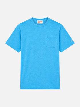 Camiseta President en algodón flameado bluette con bordado 