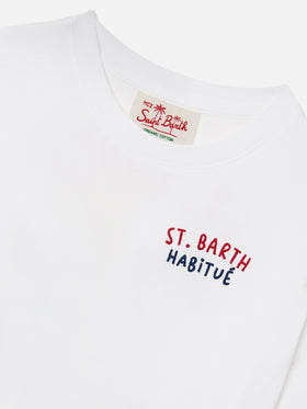 Portland Jr t-shirt with Habitué embroidery on front and back