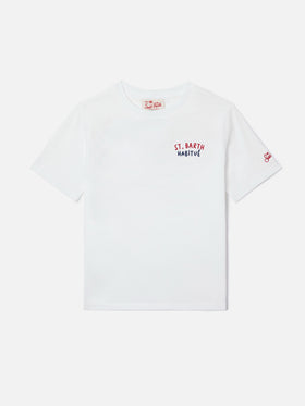 Portland Jr t-shirt with Habitué embroidery on front and back