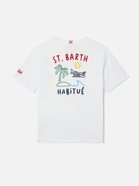 Portland Jr t-shirt with Habitué embroidery on front and back