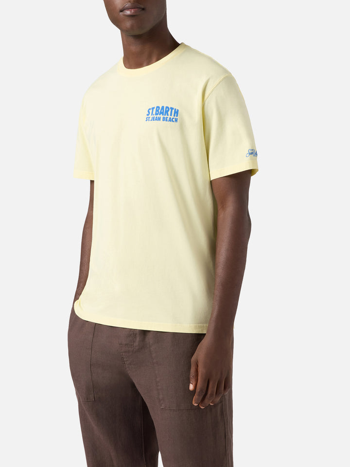 Yellow Portland t-shirt with St. Jean Beach illustration