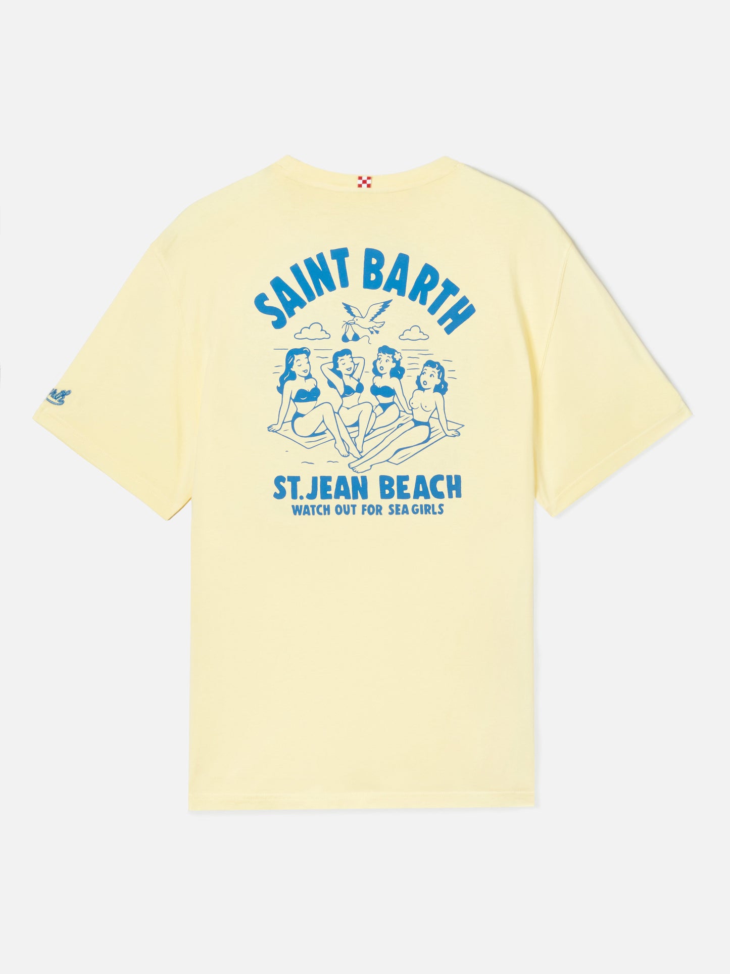 Yellow Portland t-shirt with St. Jean Beach illustration