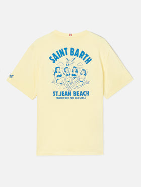 Yellow Portland t-shirt with St. Jean Beach illustration