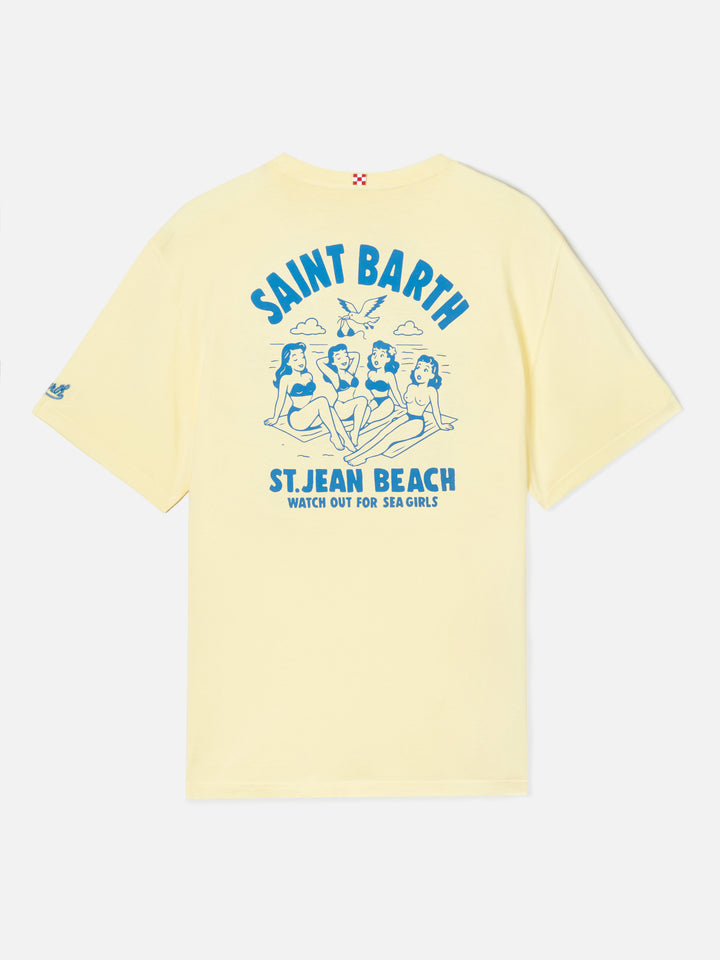 Yellow Portland t-shirt with St. Jean Beach illustration