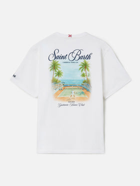 T-shirt Portland bianca con stampa Caribbean Tennis Cup
