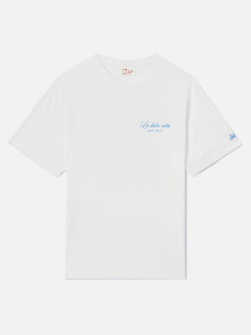 White Portland t-shirt with La dolce vita illustration