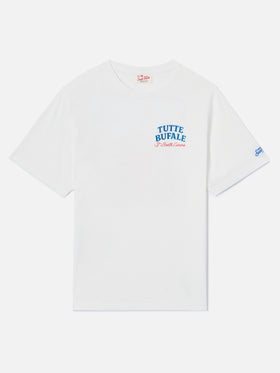 White Portland t-shirt with Tutte Bufale print
