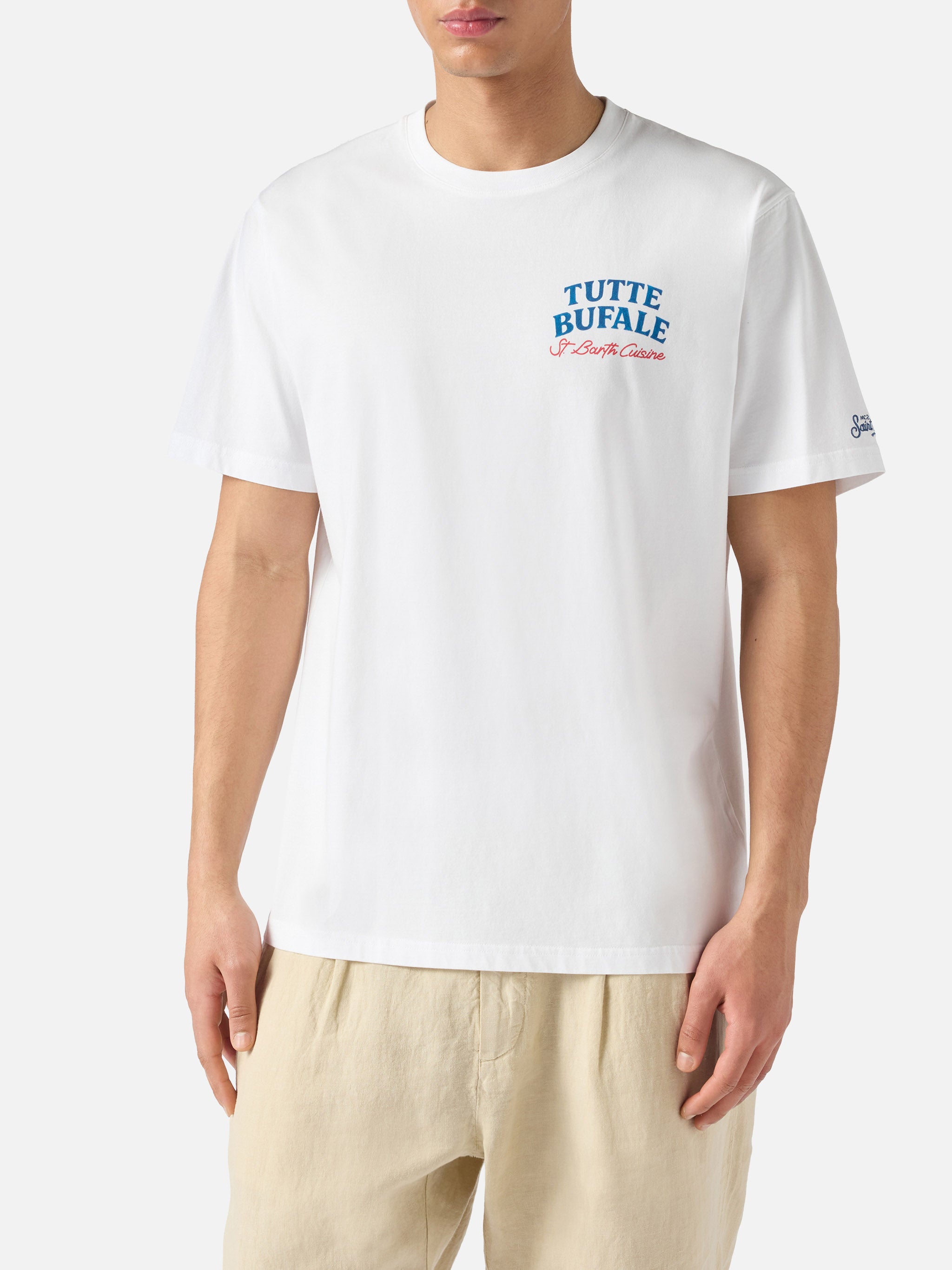 White Portland t-shirt with Tutte Bufale print – MC2 Saint Barth