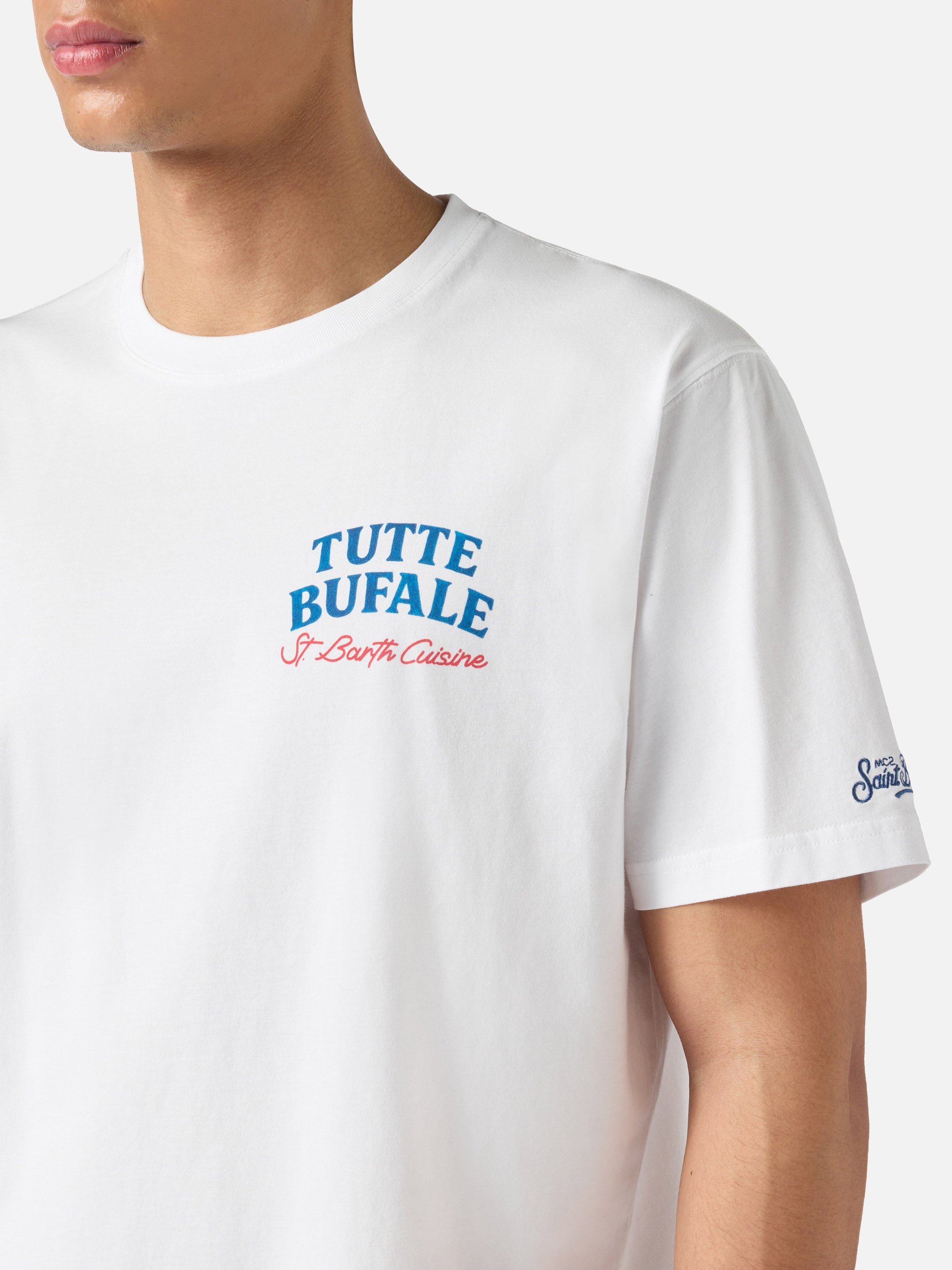 トップス everyone collegiate logo tee shirt WHITE White Portland t-shirt with Tutte Bufale print – MC2 Saint Barth