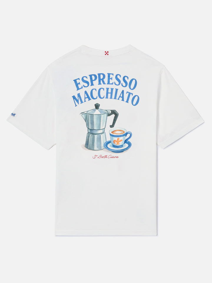 Cream Portland t-shirt with Espresso Macchiato print