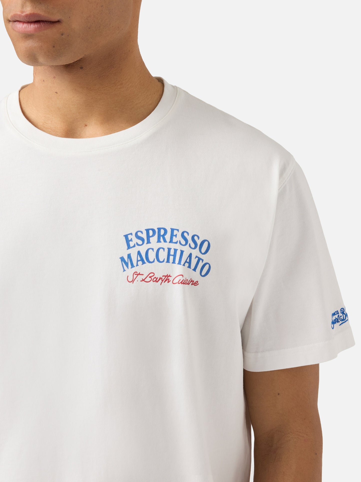 Cream Portland t-shirt with Espresso Macchiato print