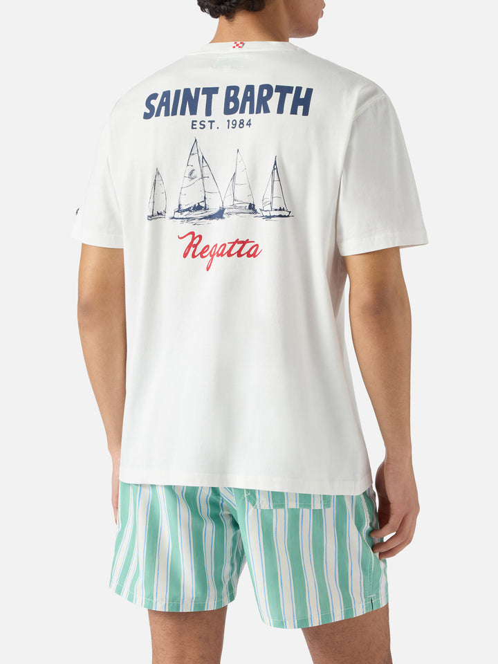 Cream Portland t-shirt with St. Barth Regatta print