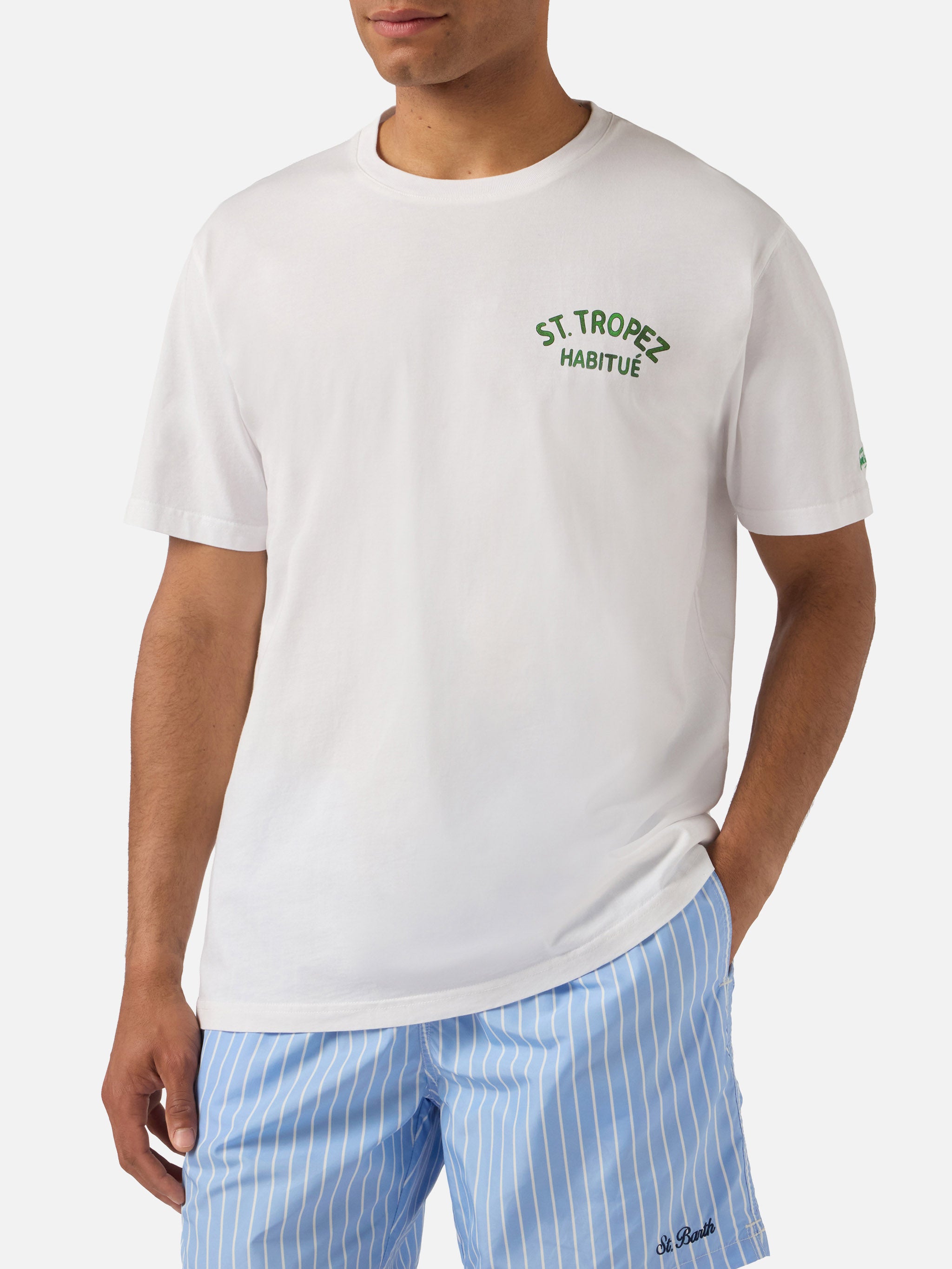 White Portland t-shirt with St. Tropez Habitué print | Special