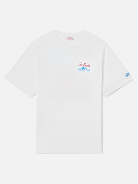 T-shirt Portland panna con stampa St. Barth Hotel