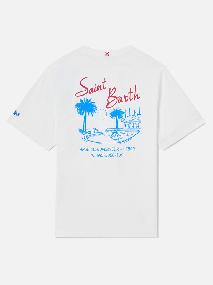 Cream Portland t-shirt with St. Barth Hotel print