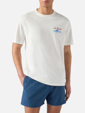 T-shirt Portland panna con stampa St. Barth Hotel