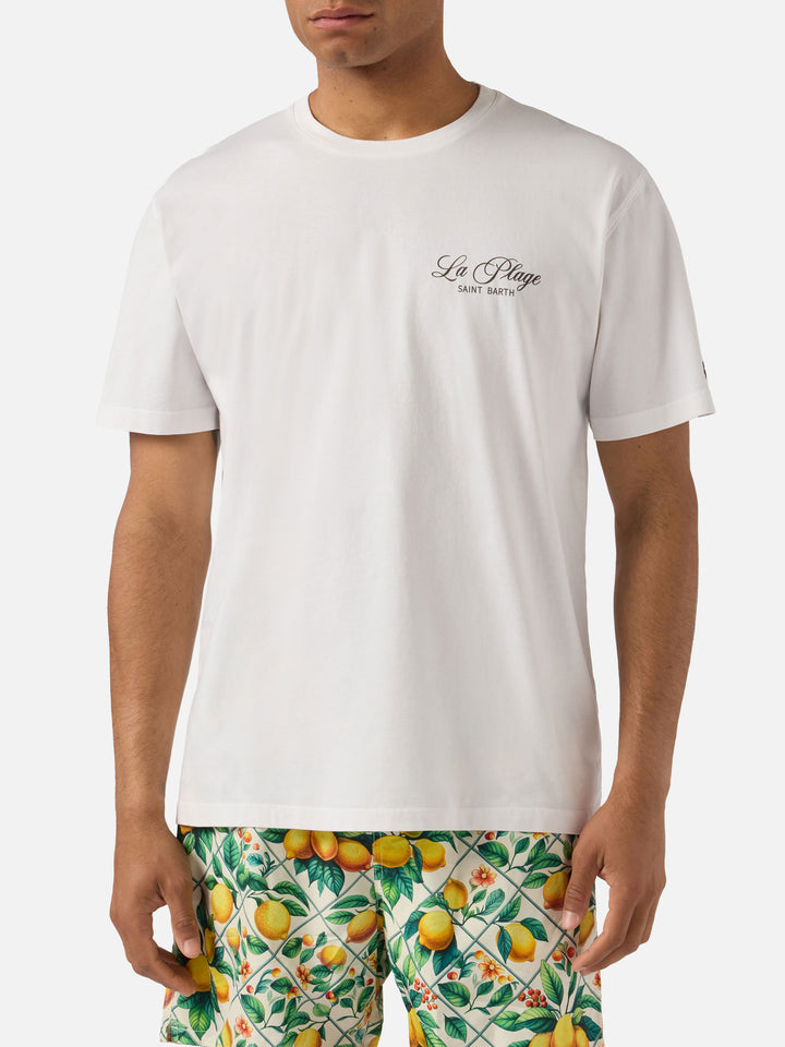 T-shirt Portland bianca con stampa La Plage