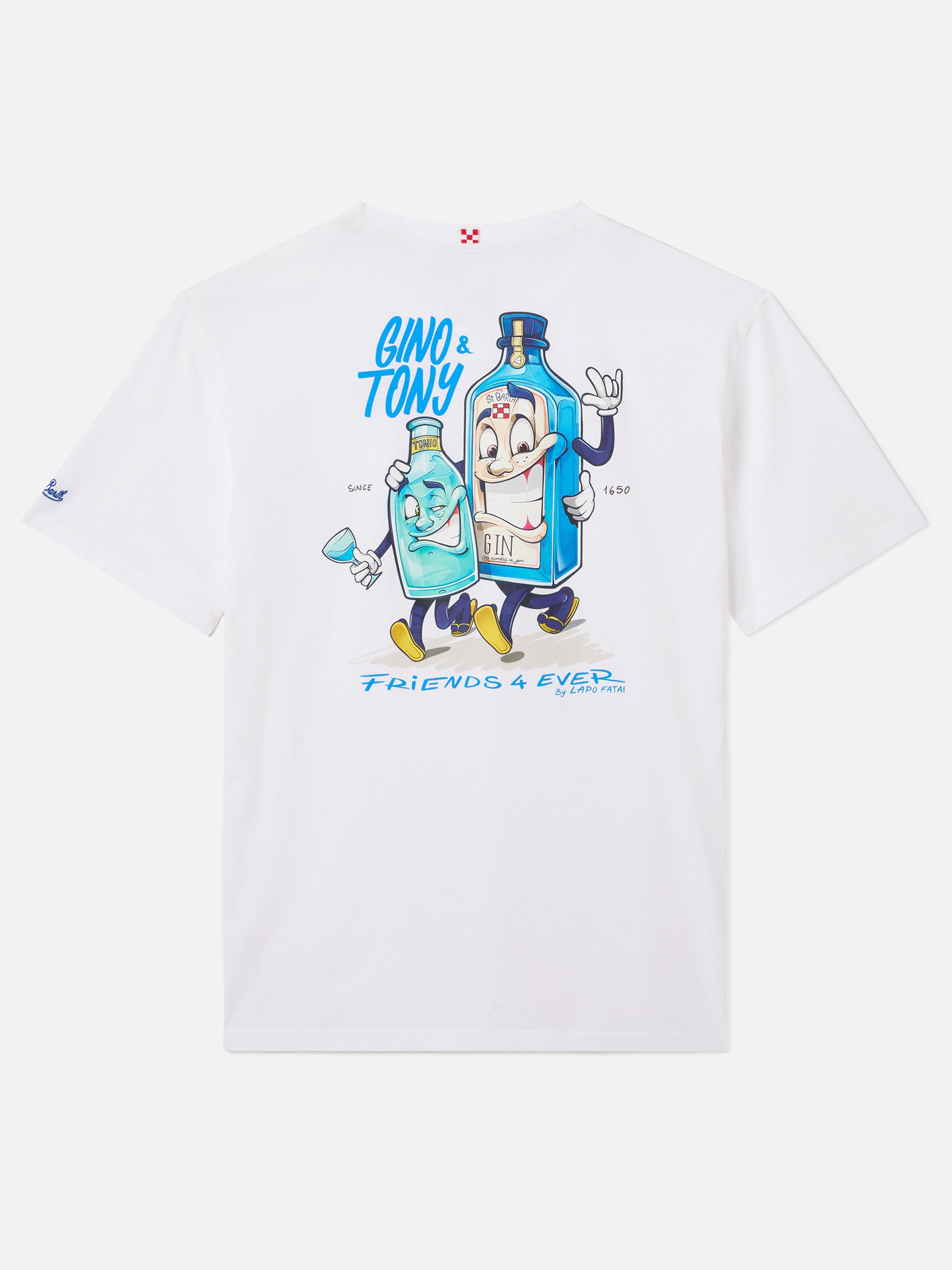 White Portland t-shirt with Gino & Tony illustration | Special