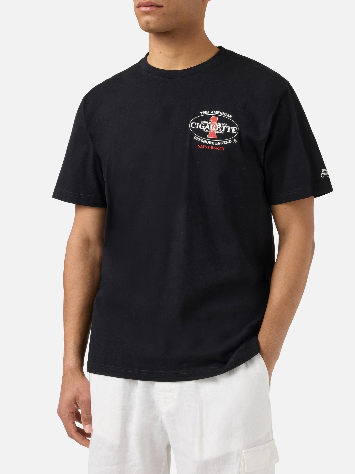 Black Portland t-shirt with Cigarette Racing print | Special Edition