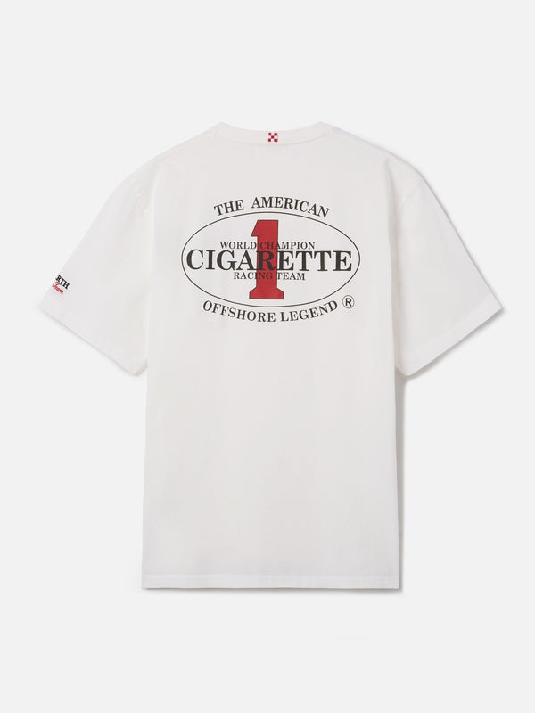 Cream Portland t-shirt with Cigarette Racing print