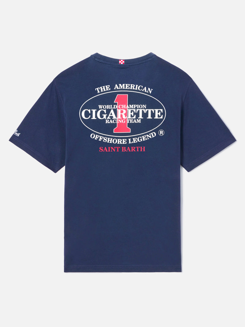 Blue Portland t-shirt with Cigarette Racing print