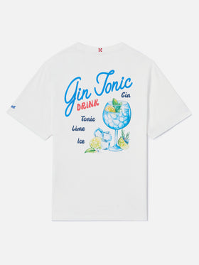 White Portland t-shirt with Gin Tonic Drink illustration