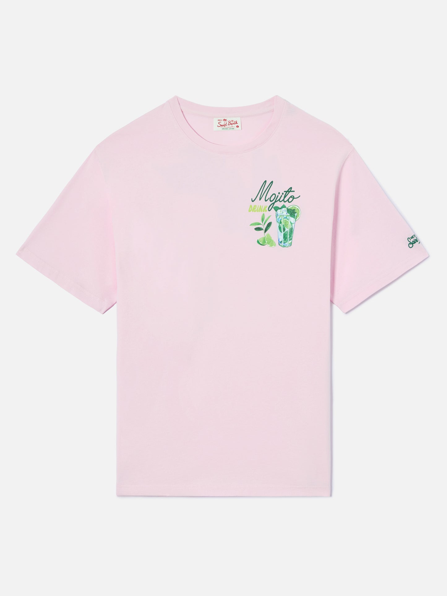 Pink Portland t-shirt with Mojito Drink illustration