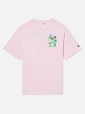Pink Portland t-shirt with Mojito Drink illustration