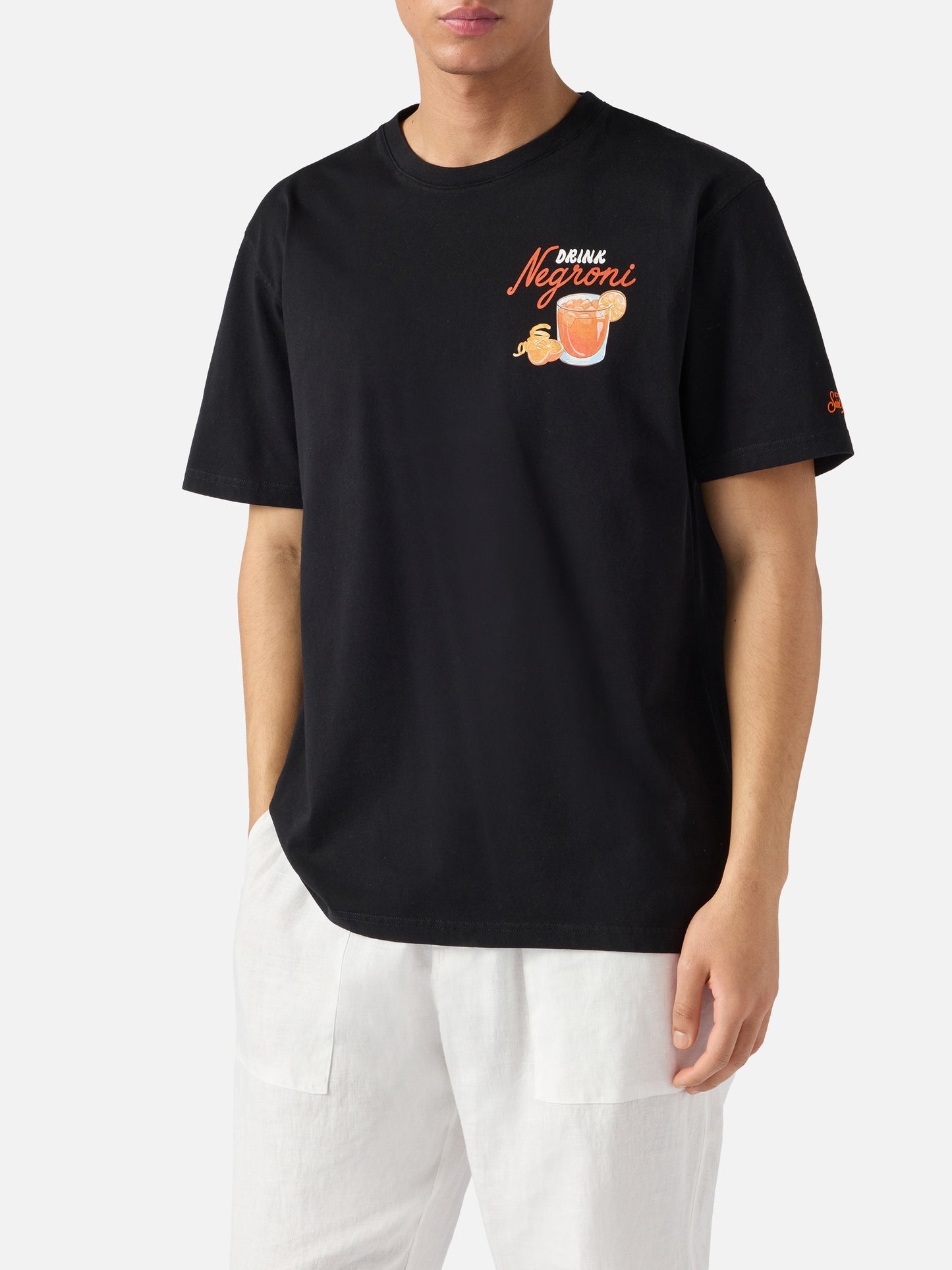 T-shirt Portland nera con illustrazione Negroni Drink