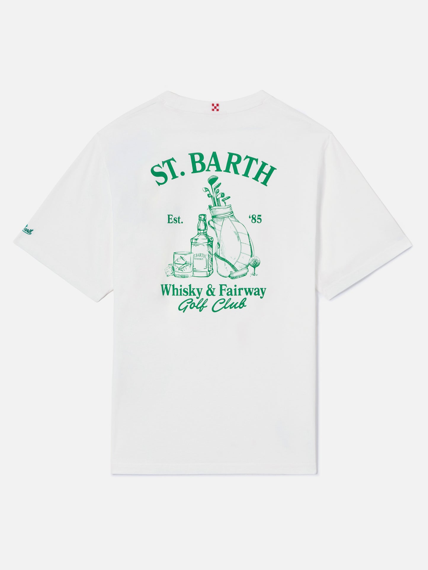 T-shirt Portland bianca con illustrazione Whisky & Fairway Golf Club