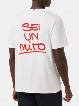 White portland t-shirt with Sei un mito graphic | Special Edition