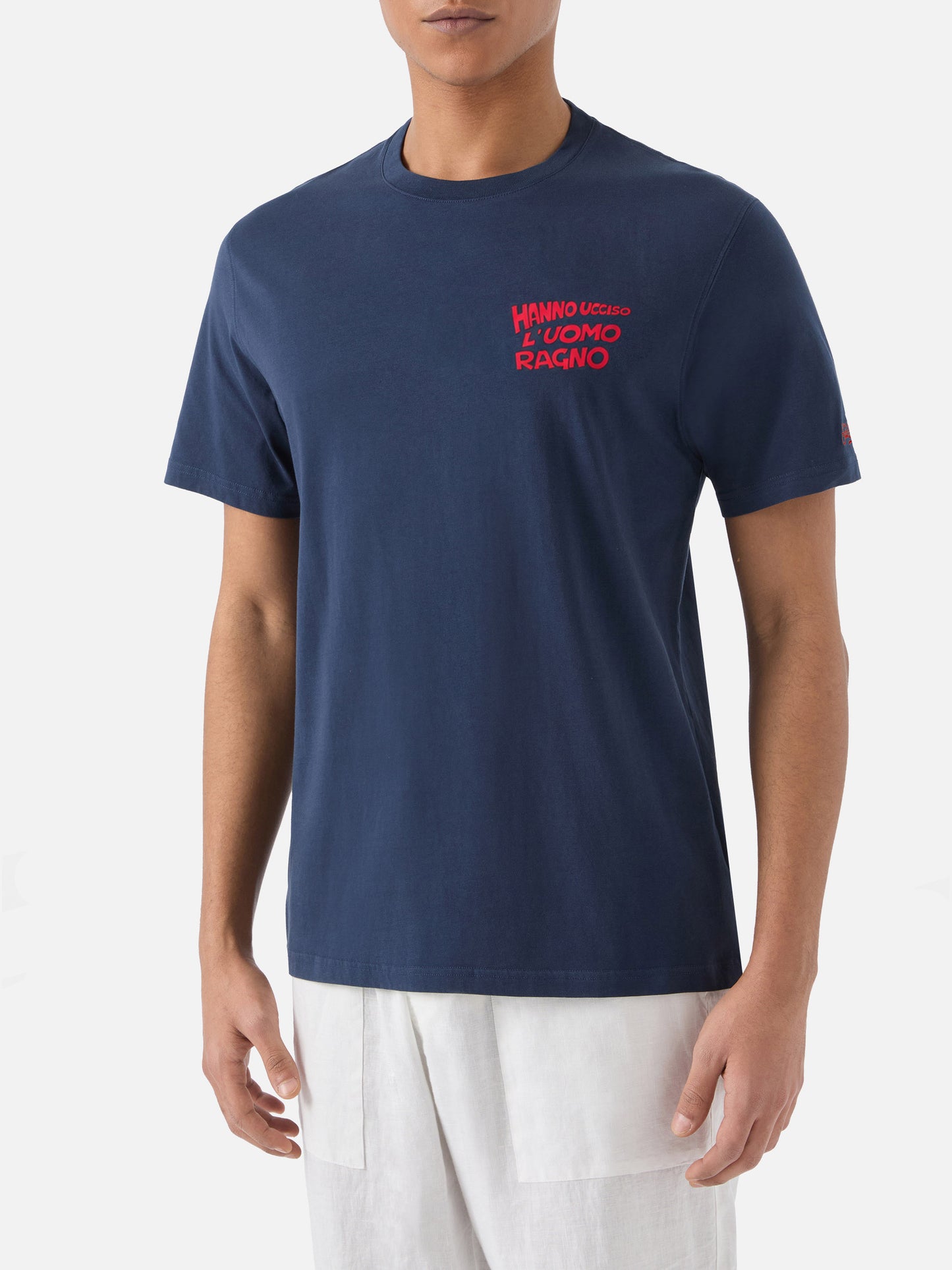 Blue portland t-shirt with Hanno ucciso l’uomo ragno graphic | Special Edition