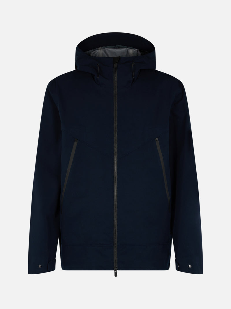 Man navy blue 3-layers hooded jacket Parson