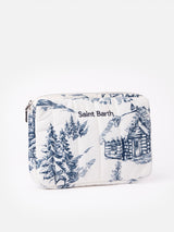 Custodia da tablet puffer con stampa toile de jouy