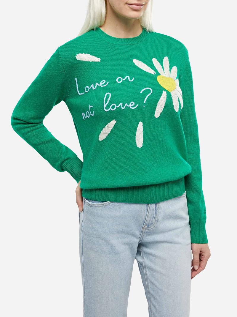 Woman brushed sweater with daisy print