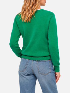 Nuevo jersey cepillado verde New Queen con bordado Love or not 