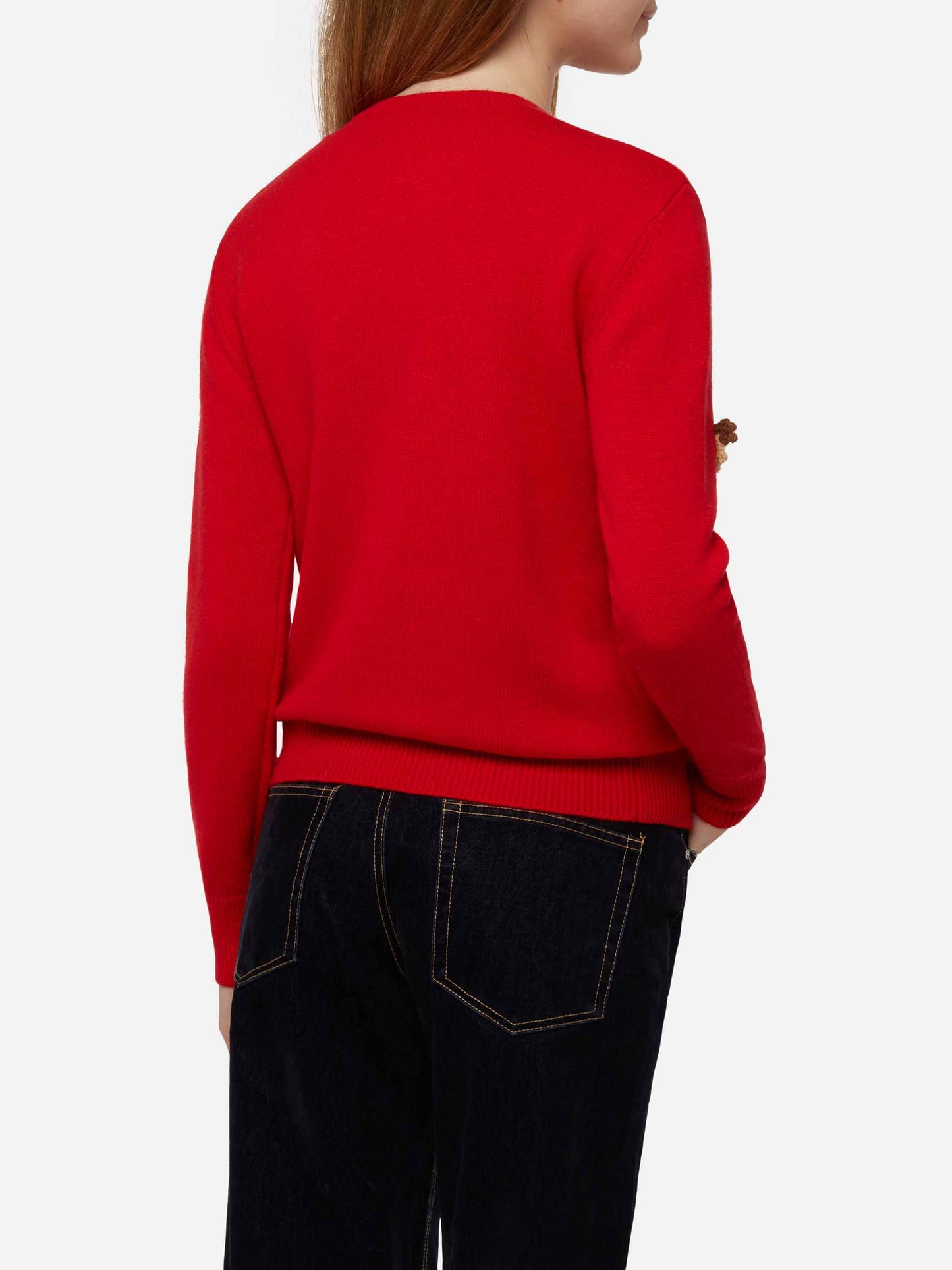 Woman brushed sweater with Christmas patches appliquèe