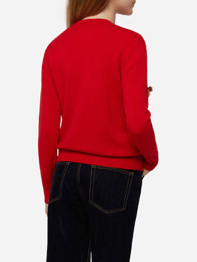 Woman brushed sweater with Christmas patches appliquèe
