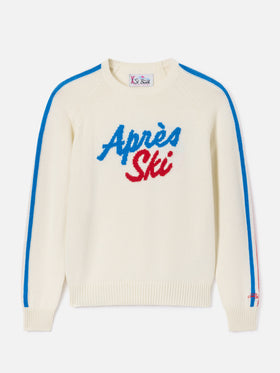 Maglia girocollo New Queen off white con ricamo Après Ski