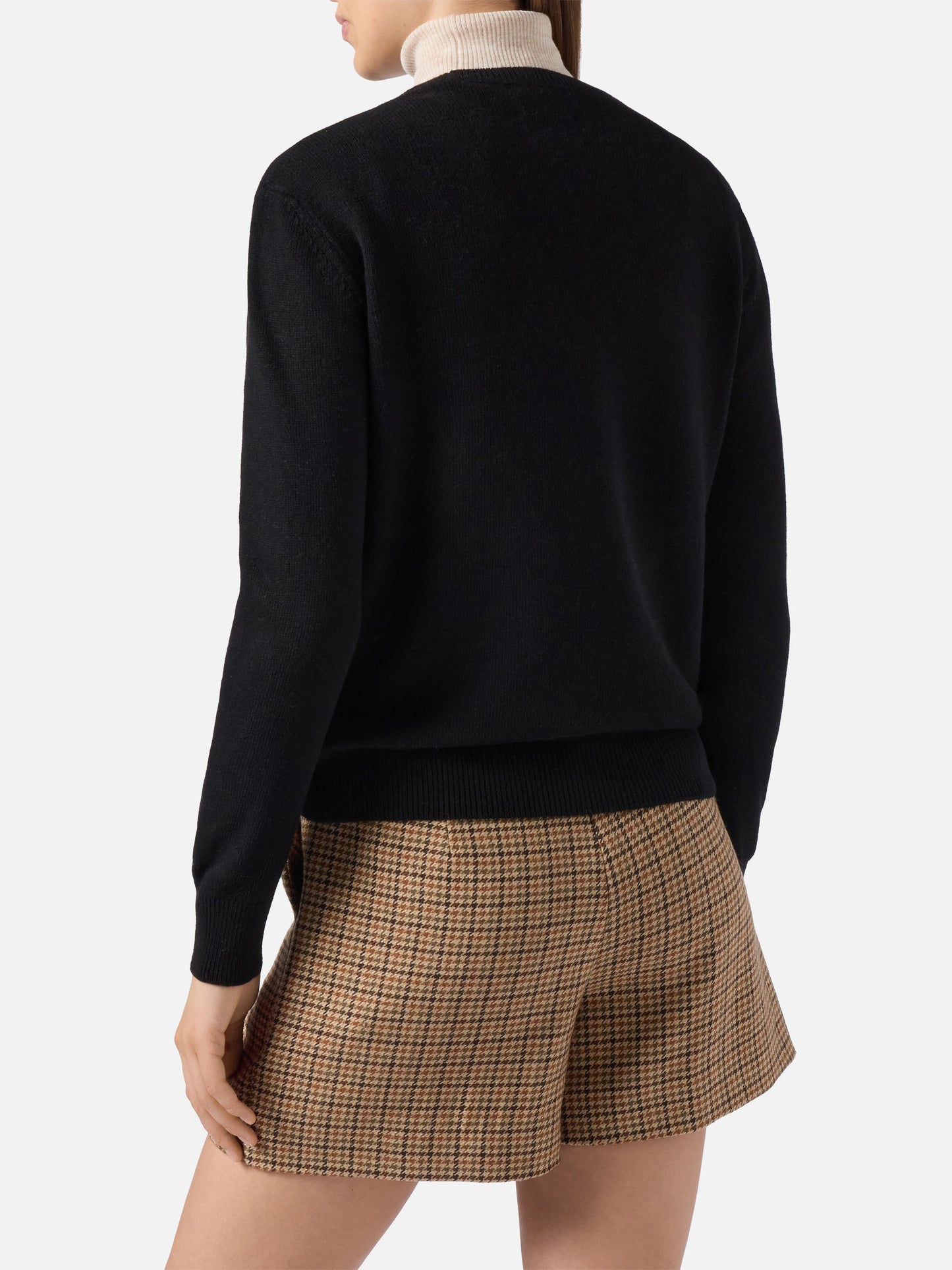 Maglione New Queen in misto cashmere nero con jacquard Vacanze di Natale | VACANZE DI NATALE SPECIAL EDITION