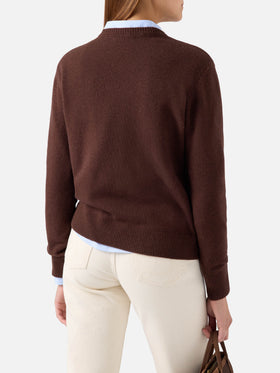 Brown New Queen crewneck knit with Mi Dissocio embroidery