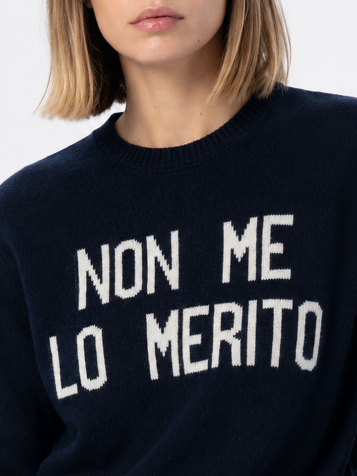 Nouveau pull bleu Queen avec jacquard Non me lo merito 