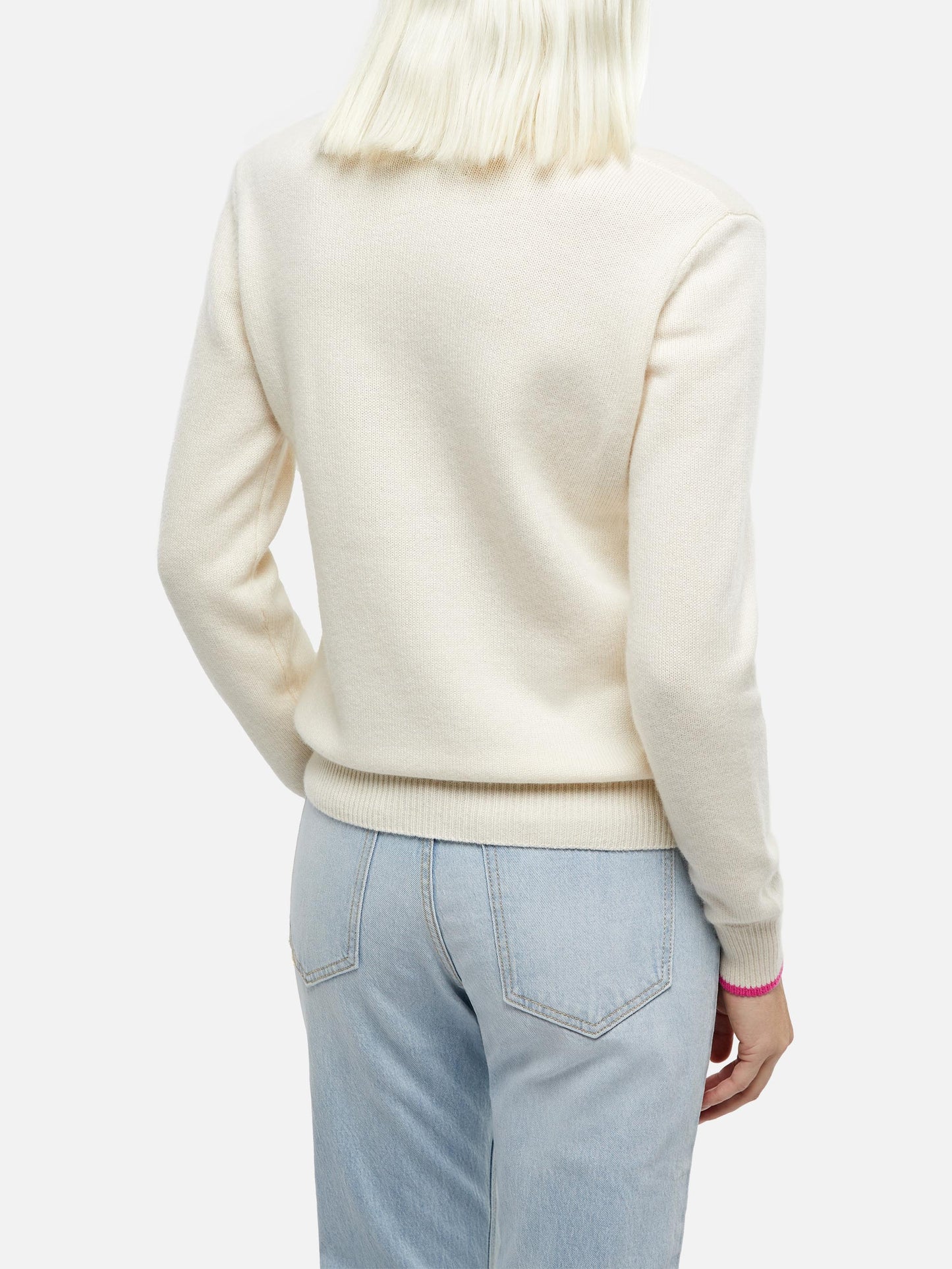 Woman white sweater New Queen with Viziata jacquard with rhinestones - MC2 Saint Barth