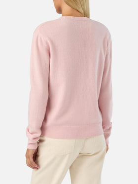 Jersey de punto con cuello redondo Pink New Queen con bordado Shopping Is My Fav Sport 
