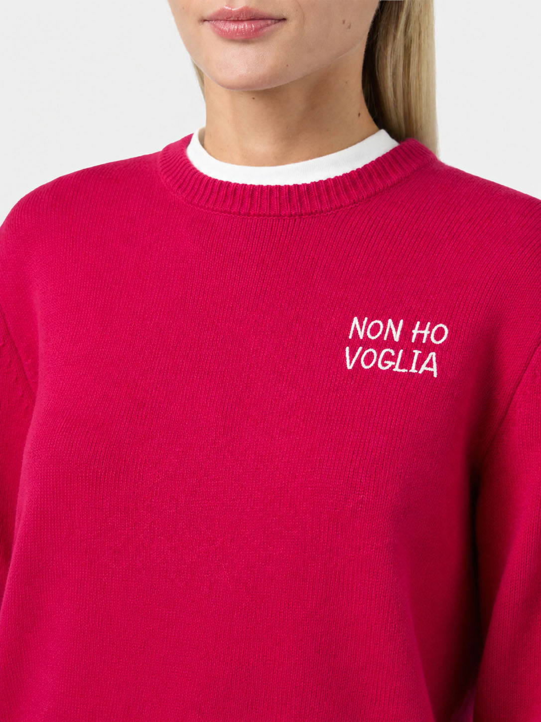New Queen burgundy sweater with non ho voglia embroidery