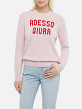 Woman pink sweater New Queen with Adesso Giura print