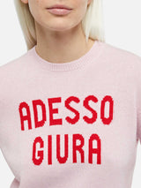 Woman pink sweater New Queen with Adesso Giura print