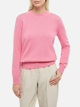 Maglione da donna girocollo rosa con ricamo St. Barth